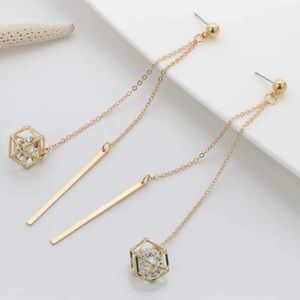 BOGO Gold Geometric Dangle Gem Earrings Jewelry